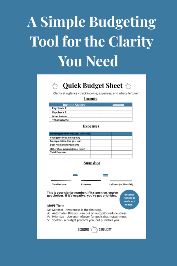 Quick Budget Sheet for the financial clarity you need